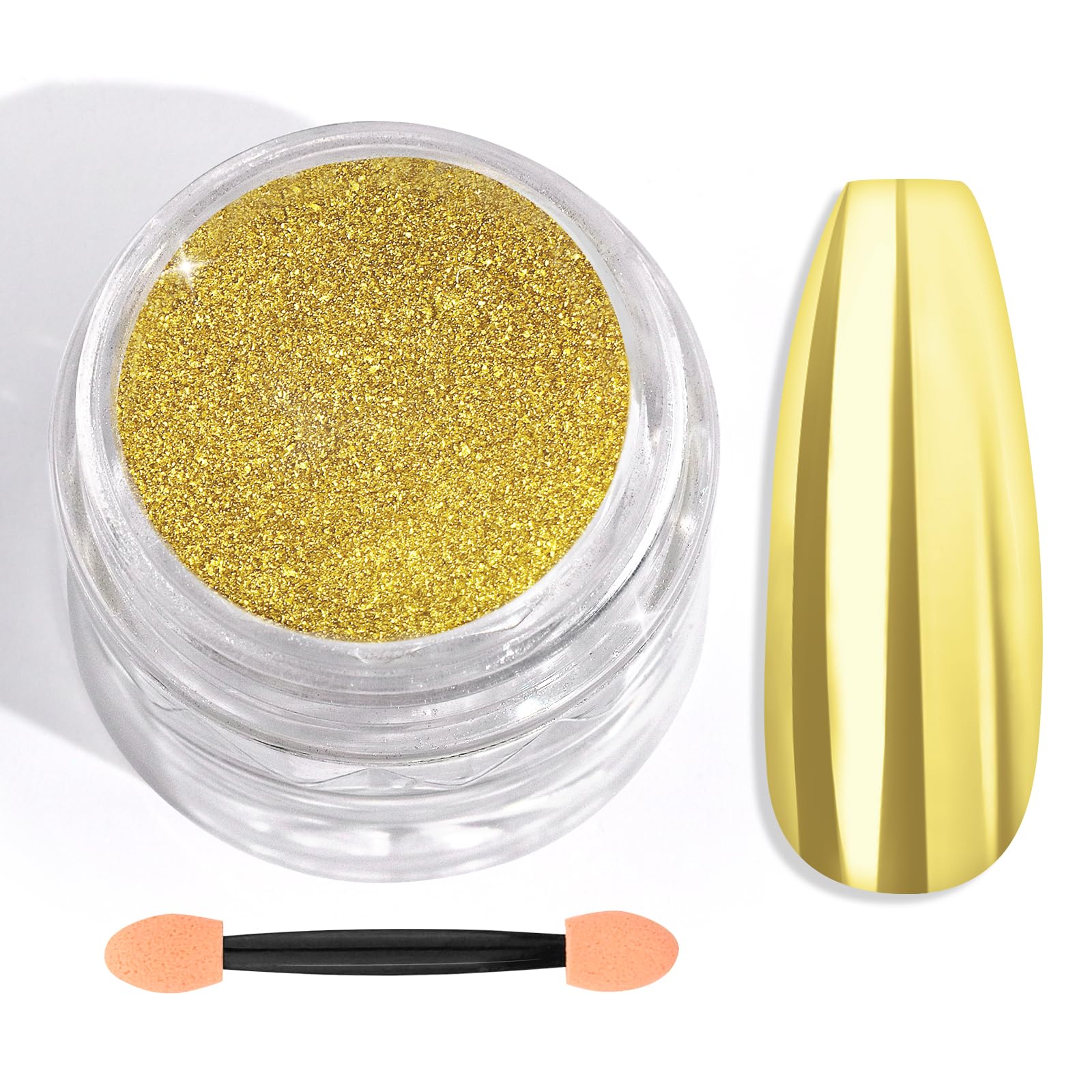 SAVILAND jar front view showing gold chrome powder and label, highlights product benefit