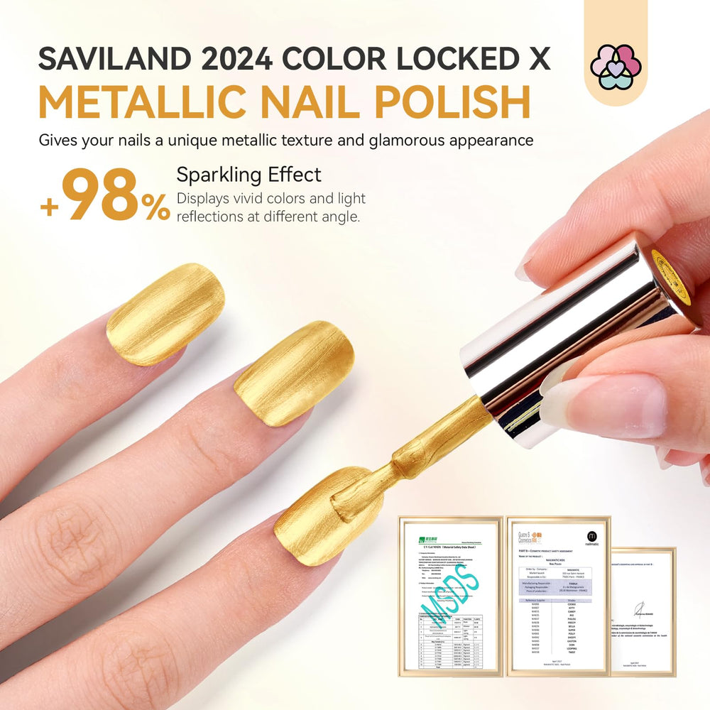 SAVILAND lifestyle party shot showing glamorous gold nails for events
