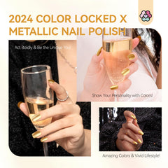 SAVILAND painted toes pedicure view showing durable metallic color