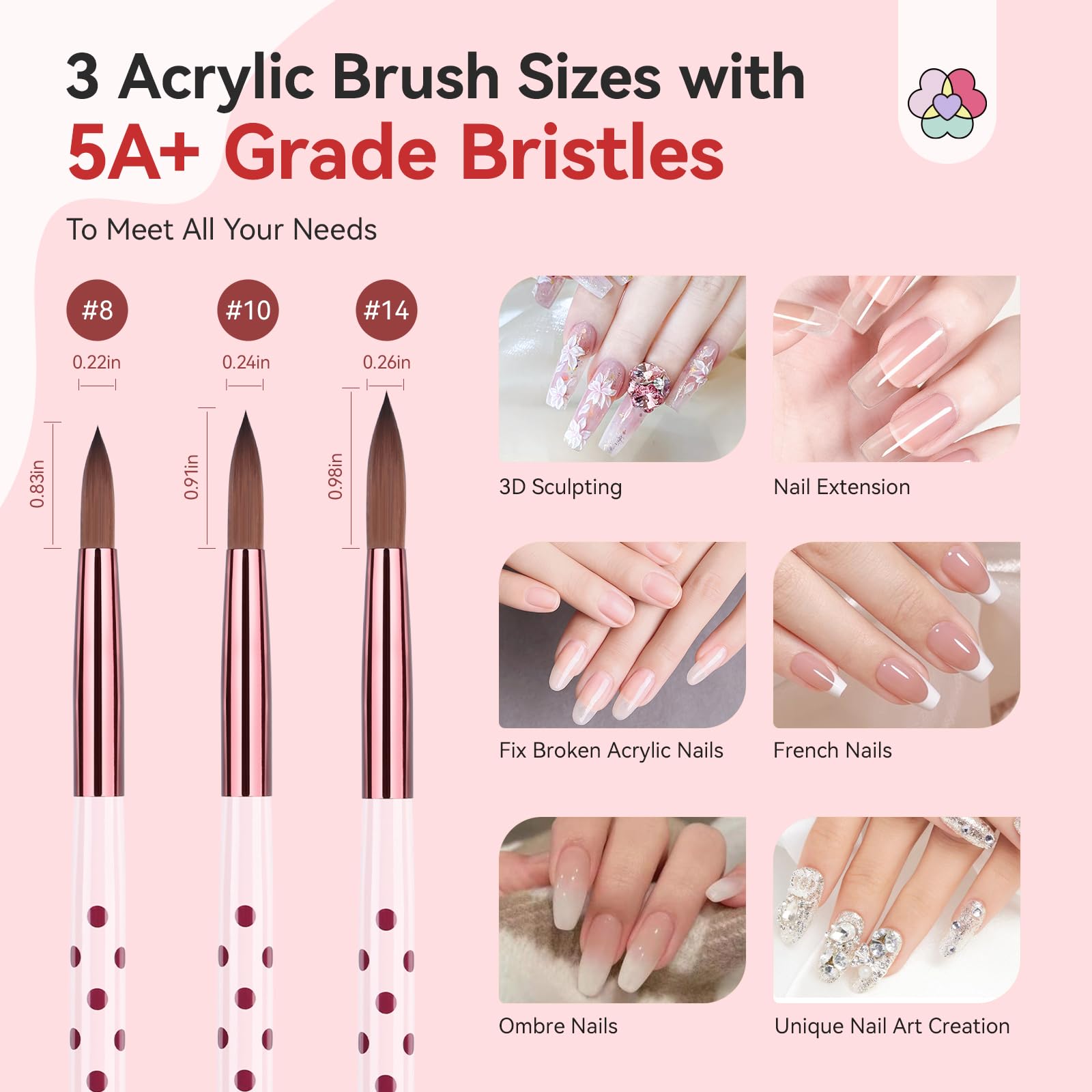 SAVILAND handle polka dot design and ferrule detail for ergonomic grip and style