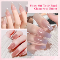 SAVILAND in-use photo shaping poly gel nails with liquid and brush