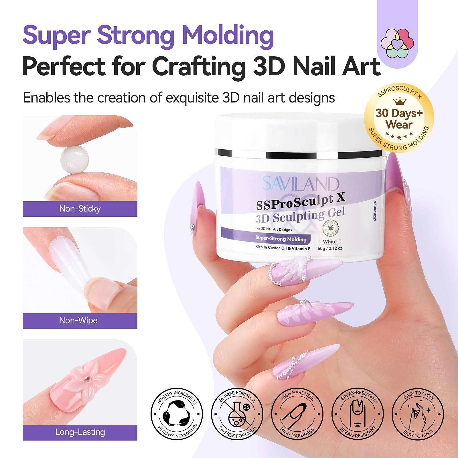 SAVILAND jar next to a ruler showing 60 g size for home and salon use