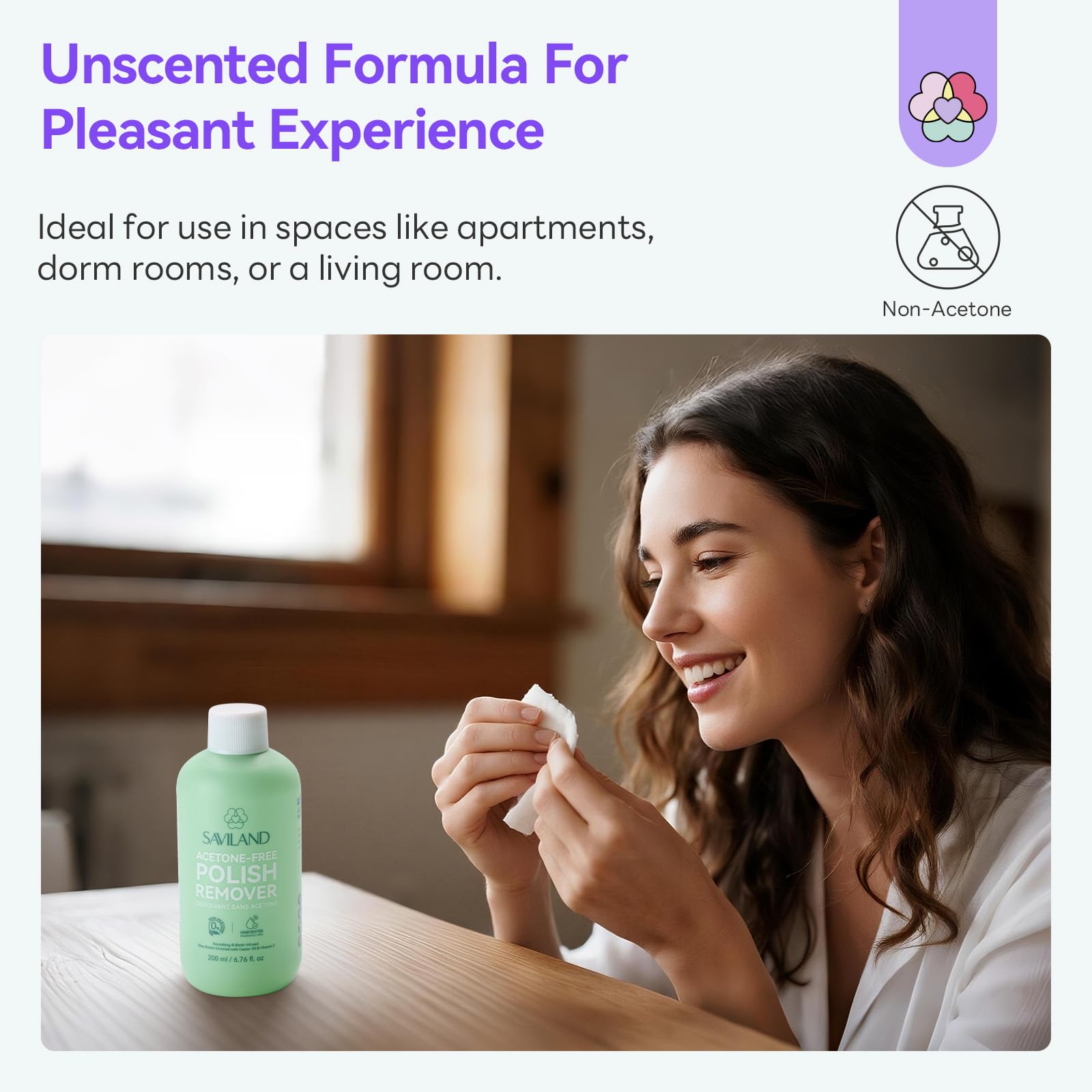 SAVILAND bottle on bathroom counter suggesting easy at-home use