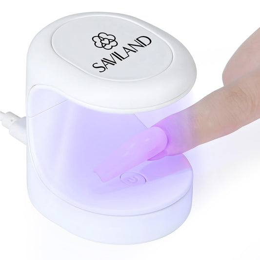 Saviland mini lamp front view showing compact profile and fast curing