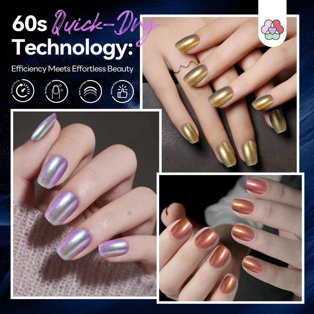 SAVILAND nail swatch row displaying six color-shifting shades for easy selection