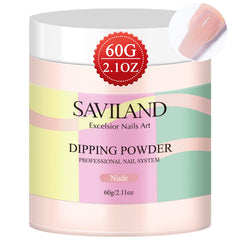 SAVILAND nude dip powder front jar showing full 2.1 oz capacity benefit
