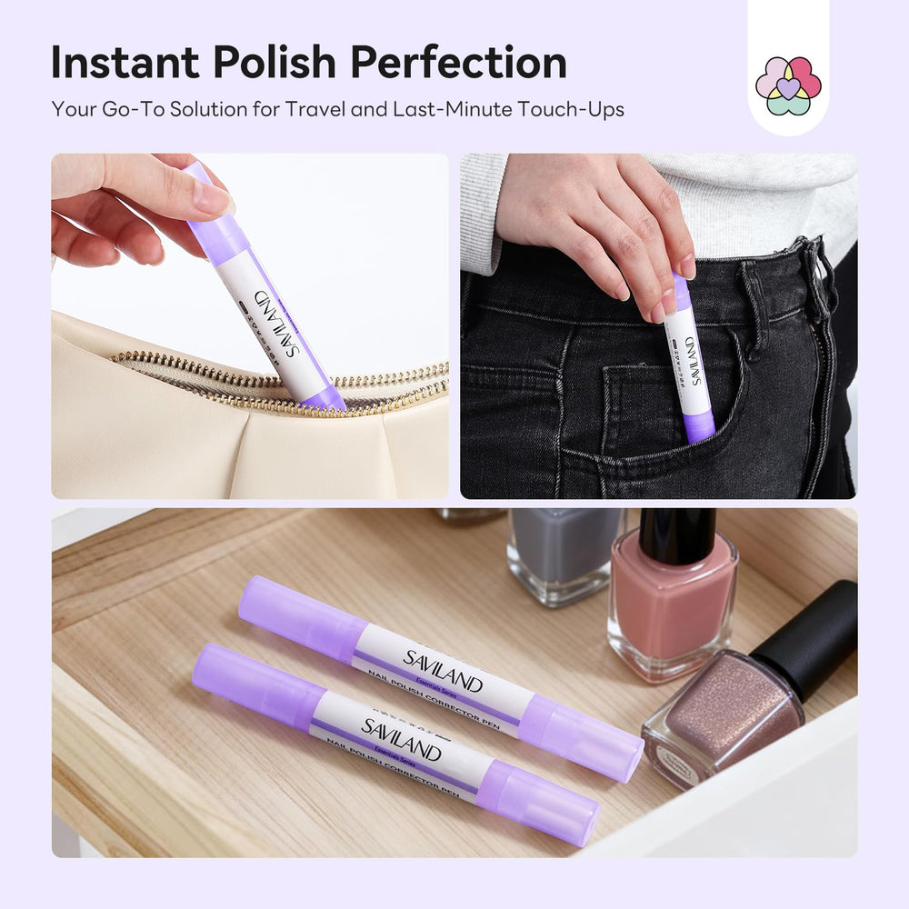 SAVILAND pen inside a handbag staged for on-the-go touch-ups benefit