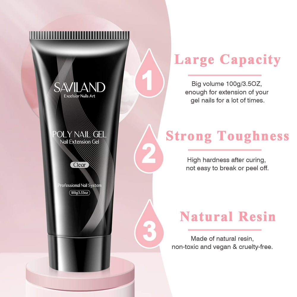 SAVILAND poly gel with slip solution bottle demonstrating tack-free finish