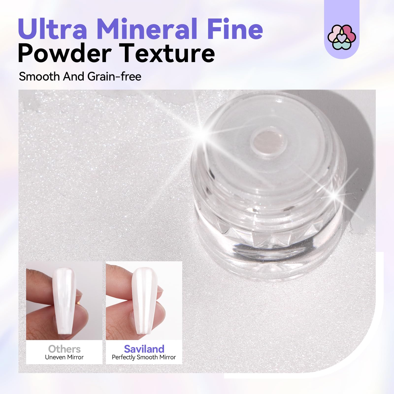 SAVILAND powder closeup texture revealing ultra-fine particles for smooth finish