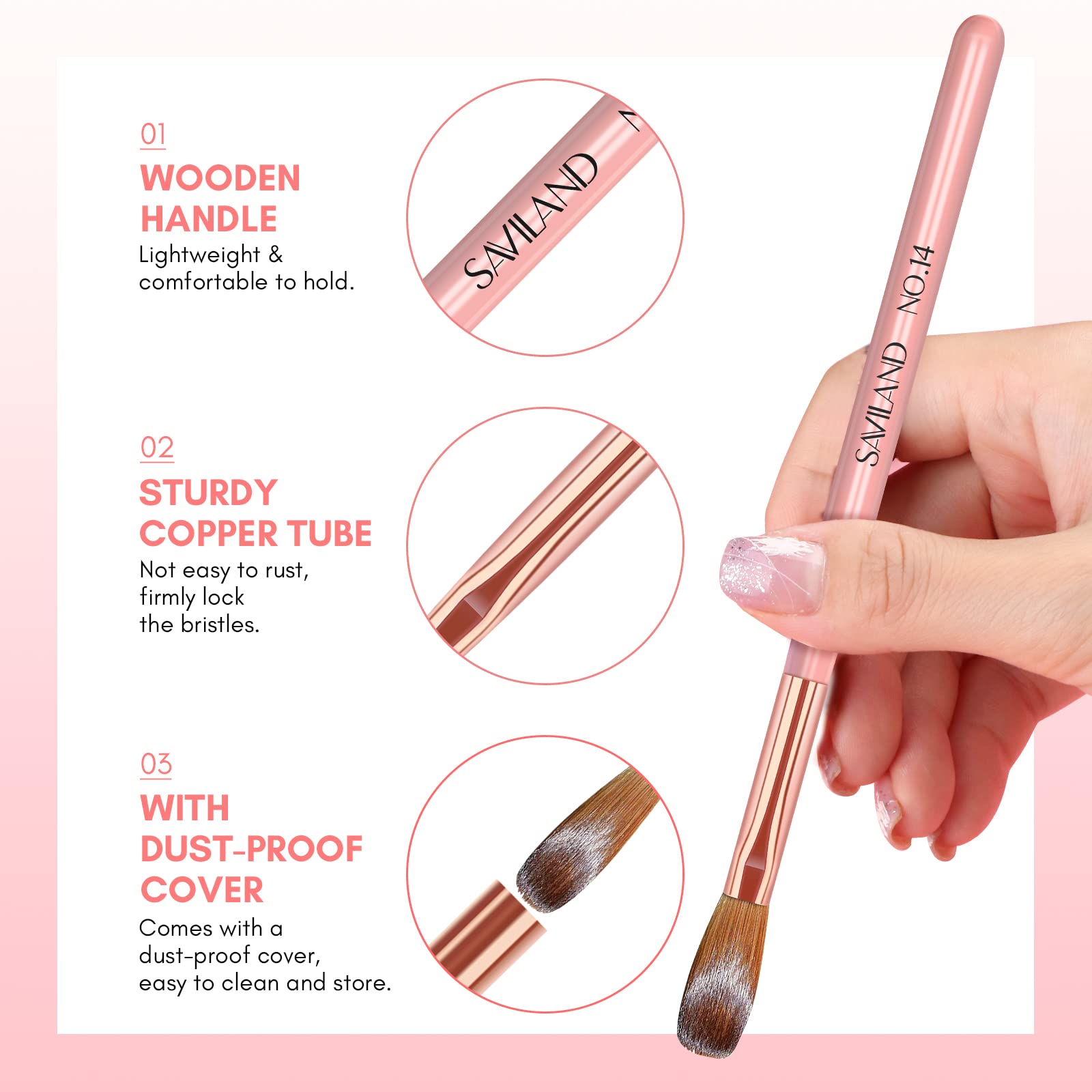 SAVILAND protective case and dust covers preserving brush shape and hygiene
