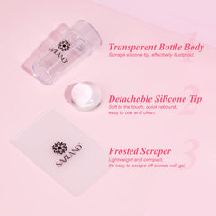 Saviland plastic scraper and ten cleaning pads arranged for convenient prep and cleanup