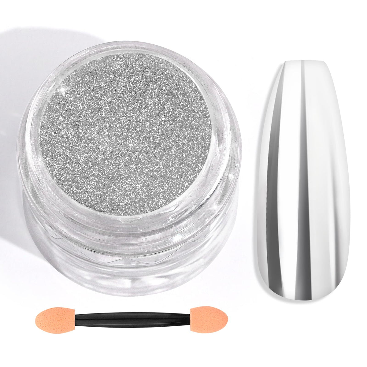 SAVILAND jar front view showing silver chrome powder and label, professional supply benefit