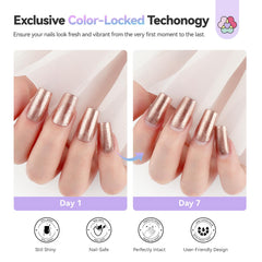 SAVILAND polish bottle held beside a finger showing true size and easy handling benefit