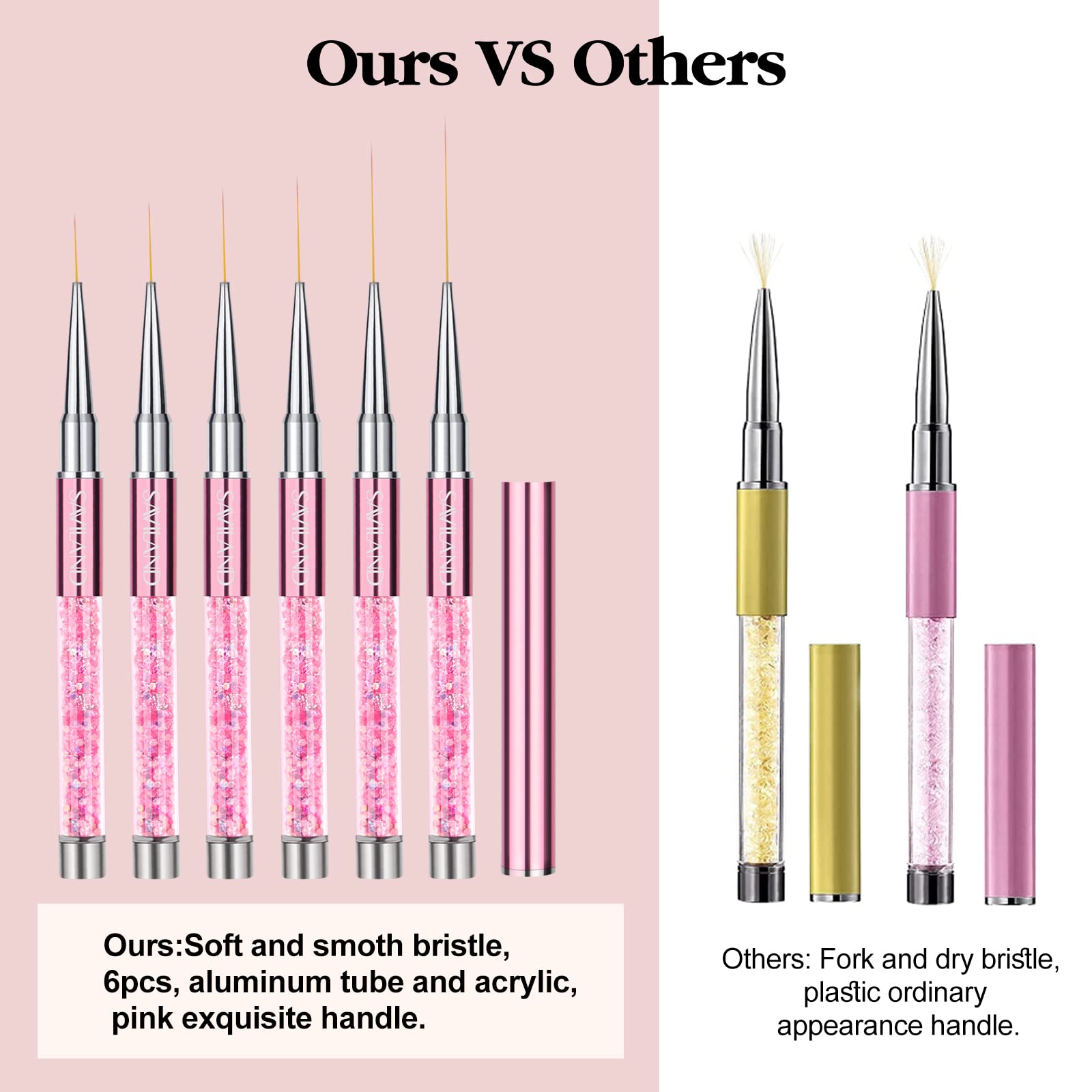 SAVILAND brushes laid out by size for quick selection and control