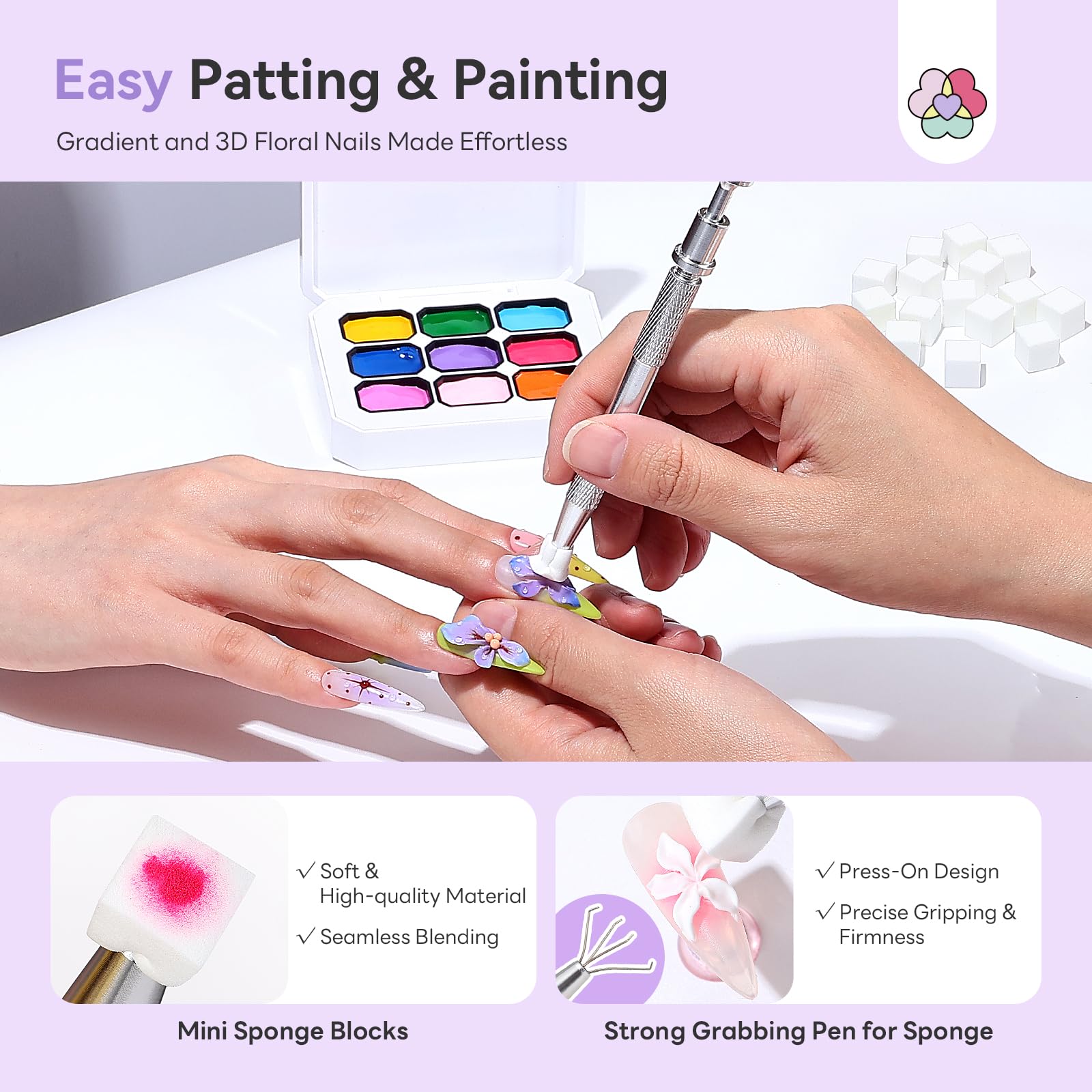 SAVILAND sponge dabbing on nail showing fast ombre blending benefit