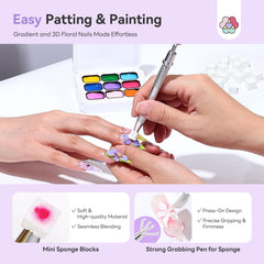 SAVILAND sponge dabbing on nail showing fast ombre blending benefit