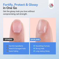 SAVILAND swatch on nails illustrating glossy finish and strengthened look