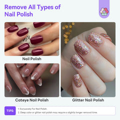 SAVILAND in-use on cotton pad removing polish quickly and cleanly