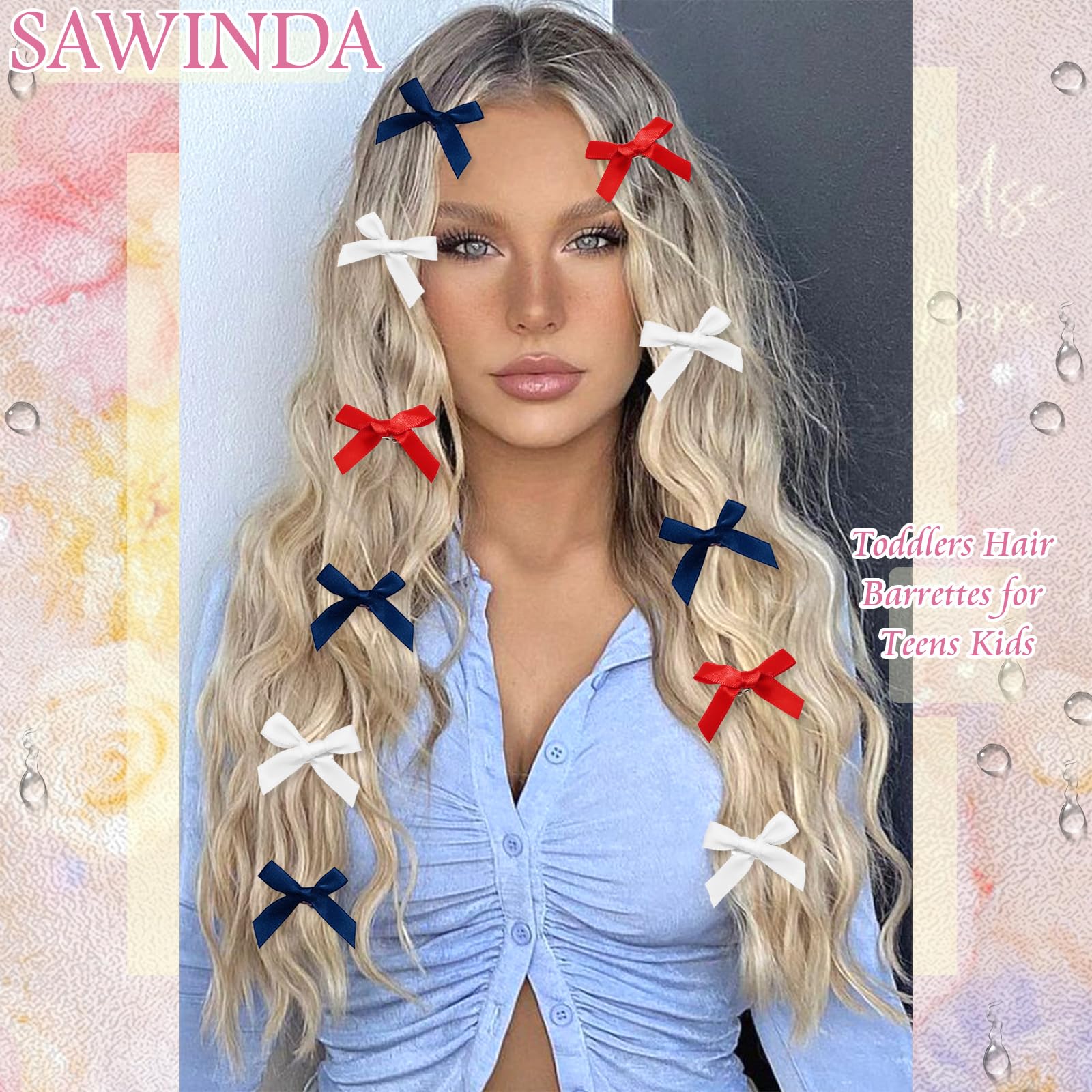 SAWINDA blue bow detail on clip highlighting secure hold