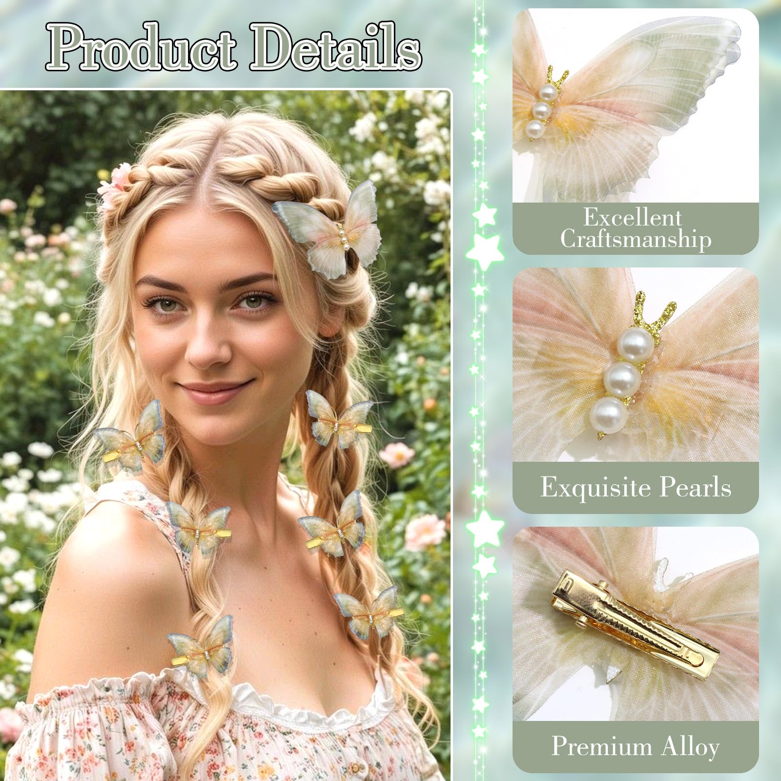 SAWINDA small clips accented along a braid adding whimsical sparkle