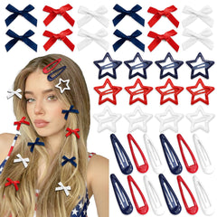 SAWINDA front packaging of 36-piece mini bow and star clip set, perfect for styling