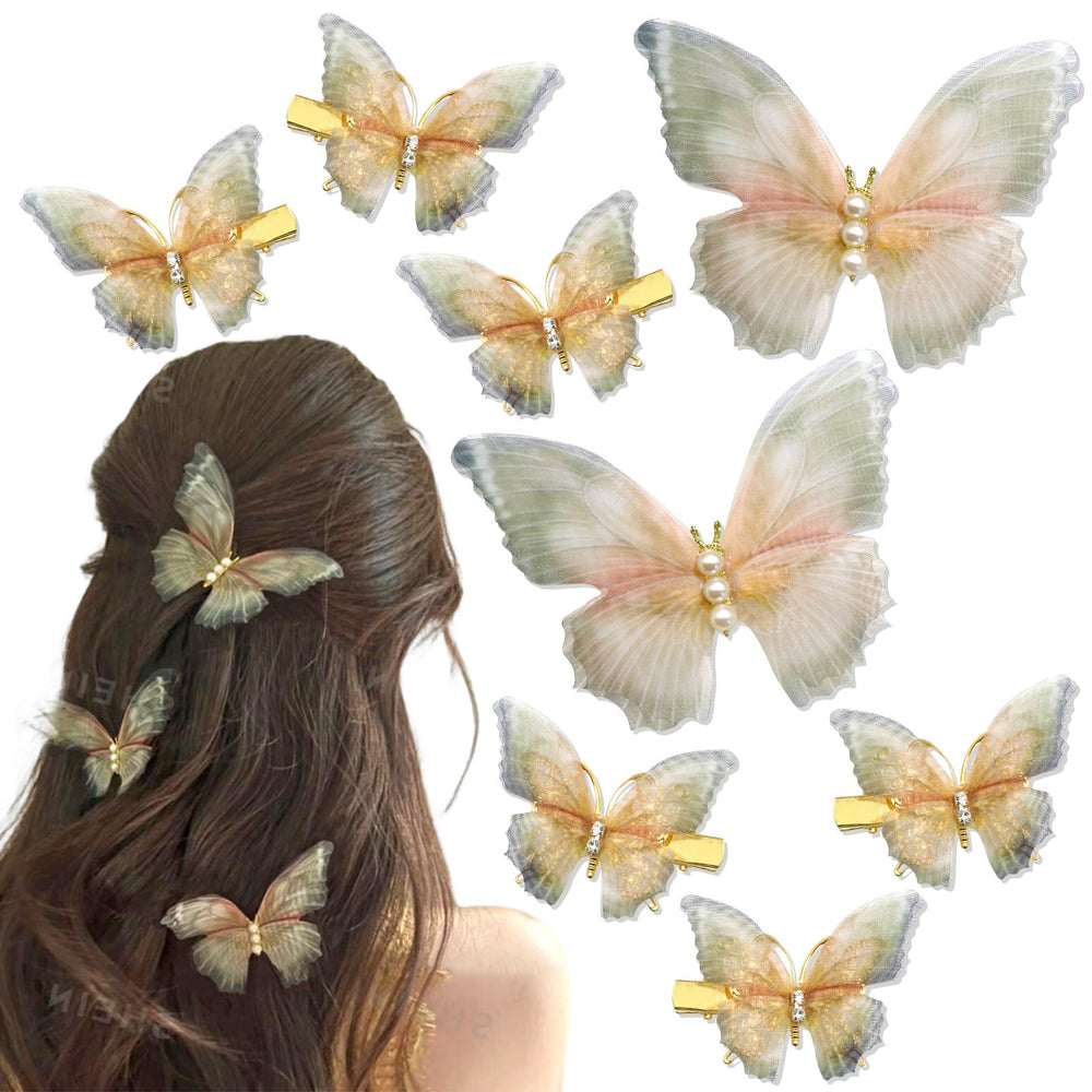 SAWINDA front view of 8-piece butterfly clip set shows colors and sparkle