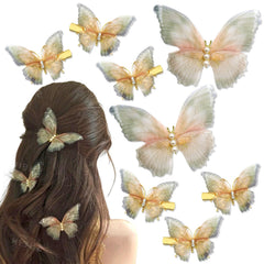 SAWINDA front view of 8-piece butterfly clip set shows colors and sparkle