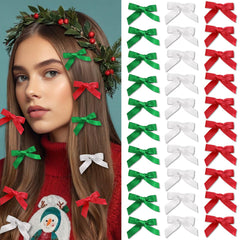 SAWINDA front packaging showing 30 mini bow clips and festive colors, easy gift