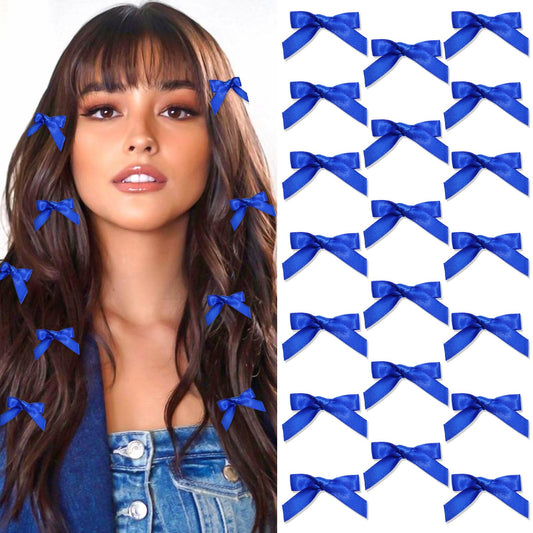 SAWINDA front packaging showing 20 royal blue mini bow clips, organized for gifting
