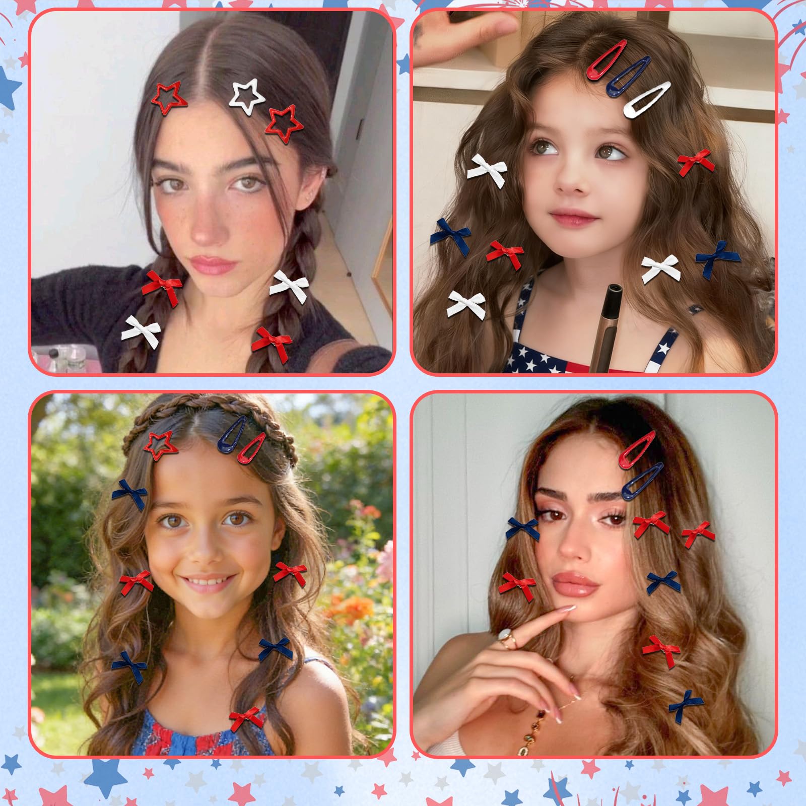 SAWINDA clips worn with patriotic outfit showing festive accessory coordination