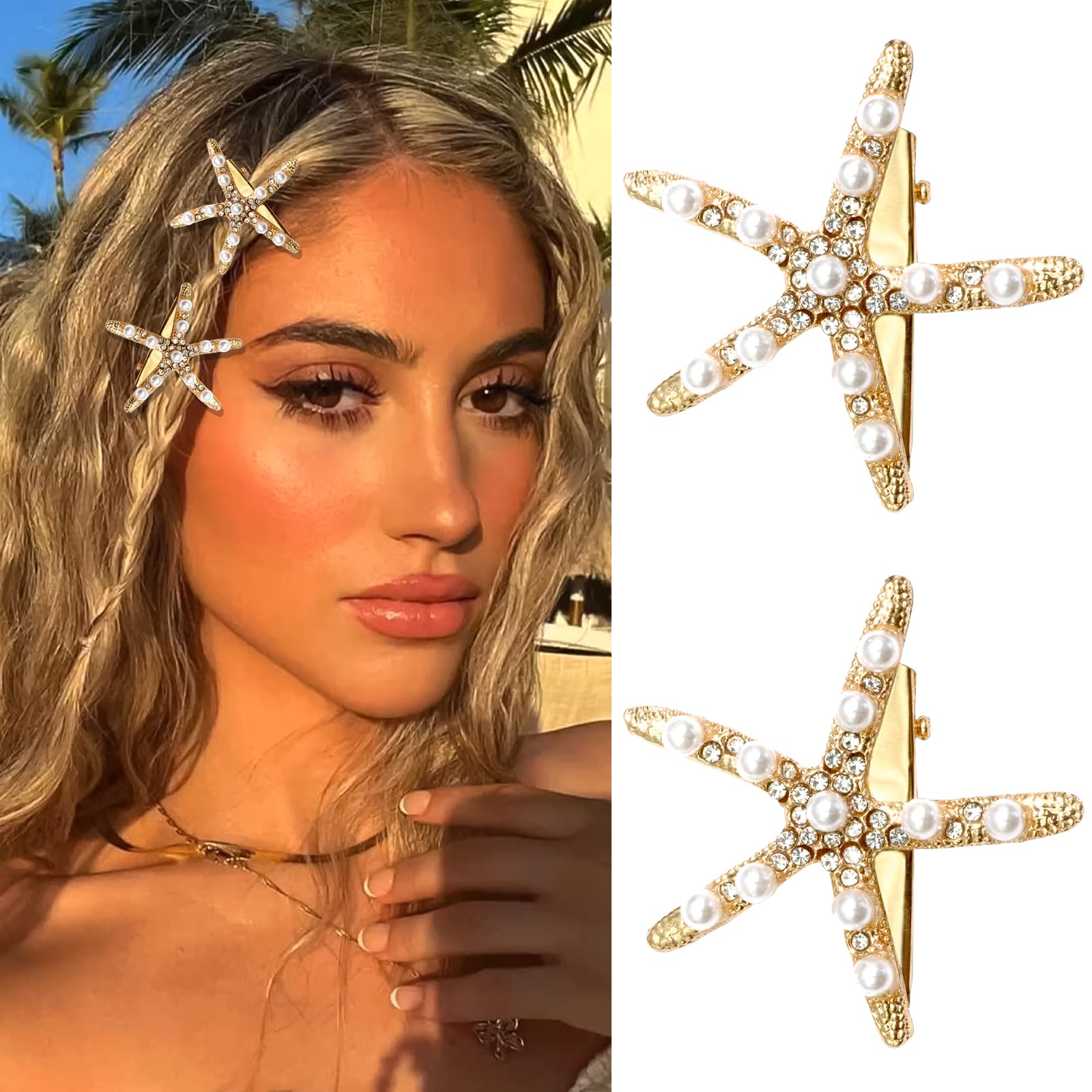 SAWINDA starfish clips front view showing design and clasp for polished look