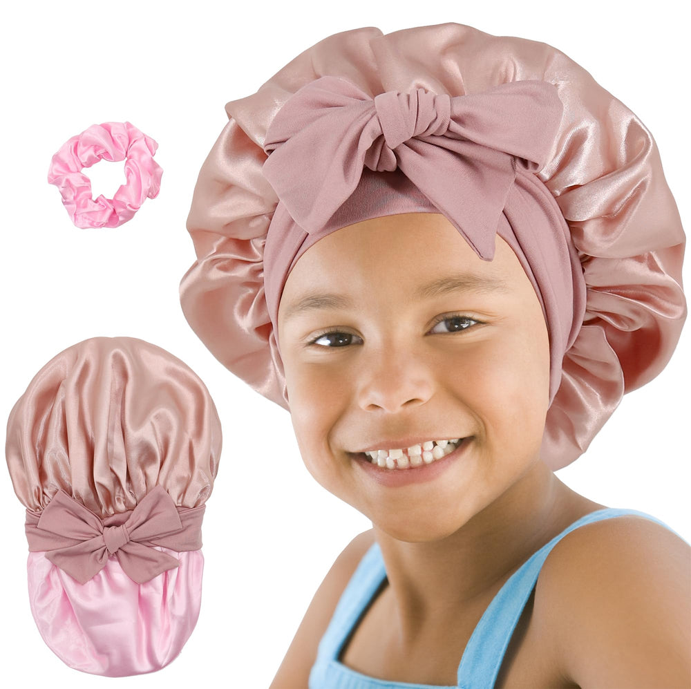 SAYMRE bonnet front view showing playful print and protective fit