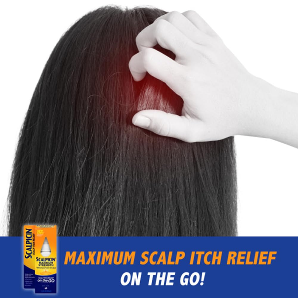Scalpicin applicator tip poised to target irritated scalp areas precisely