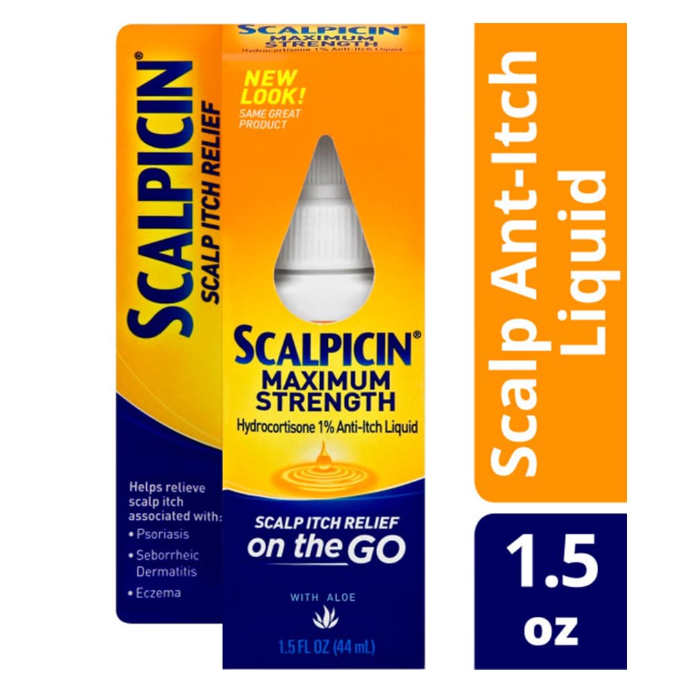 Scalpicin bottle close-up highlighting the compact greaseless liquid design