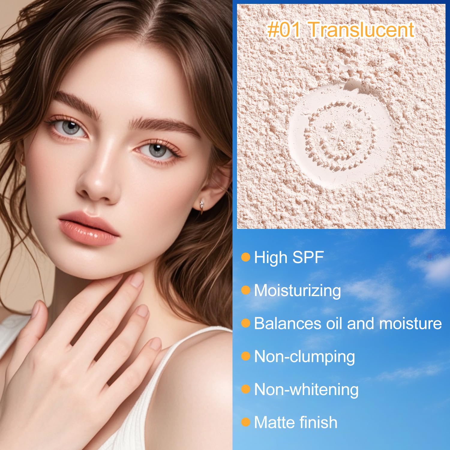 Scarman applying powder to face for oil control and makeup longevity