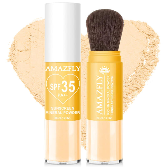 Scarman front packaging showing compact brush and powder, portable sun protection