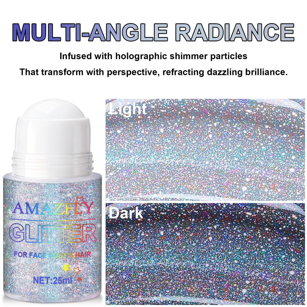 Scarman applied to cheek and eye area creating multidimensional festival shimmer