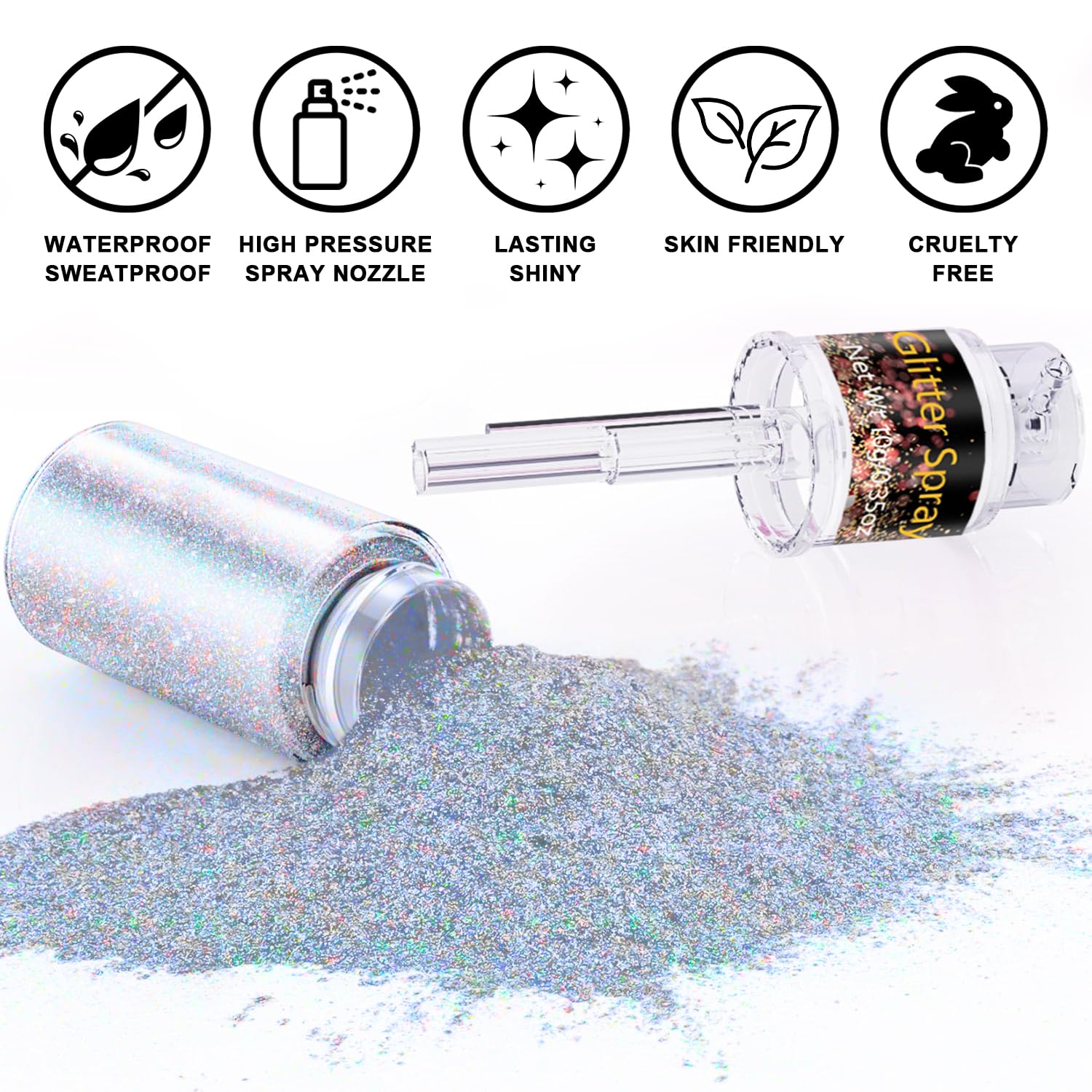 Macro view of Scarman ultra-fine holographic glitter texture for high-shine effect