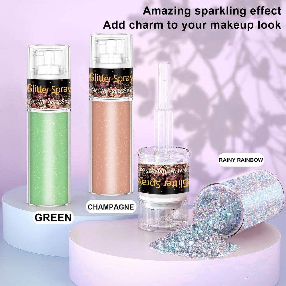 Model applying Scarman glitter to hair for long-lasting festival-ready sparkle