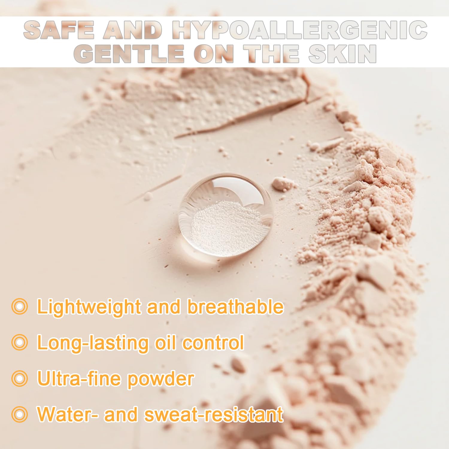 Scarman brushing powder along hairline and scalp for sun protection
