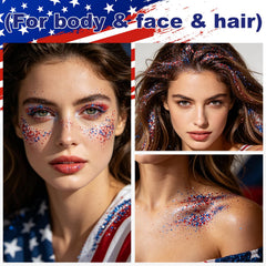 Scarman glitter on hairline demonstrating waterproof hold for game day benefit