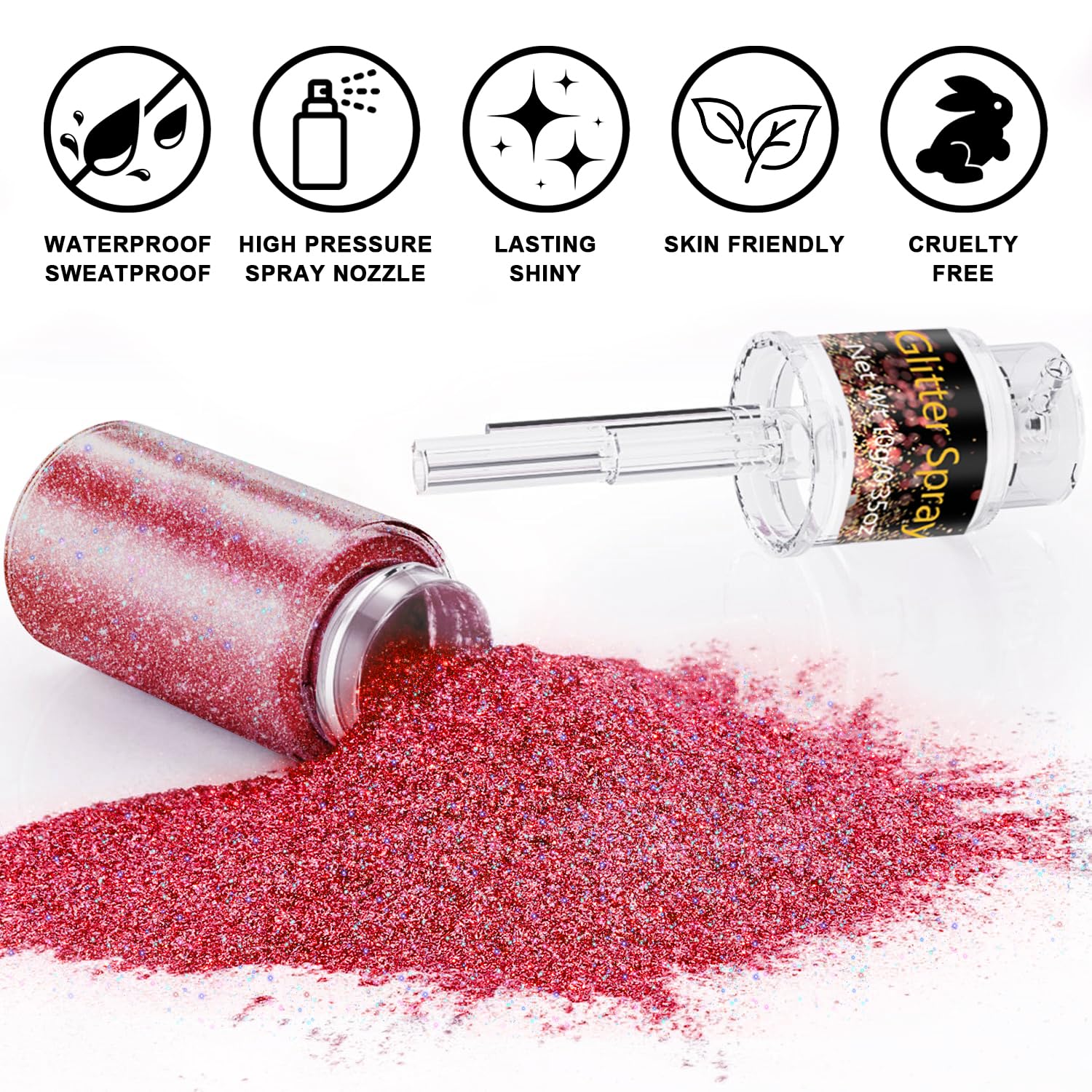 Scarman red closeup glitter texture demonstrating ultra-fine sparkle