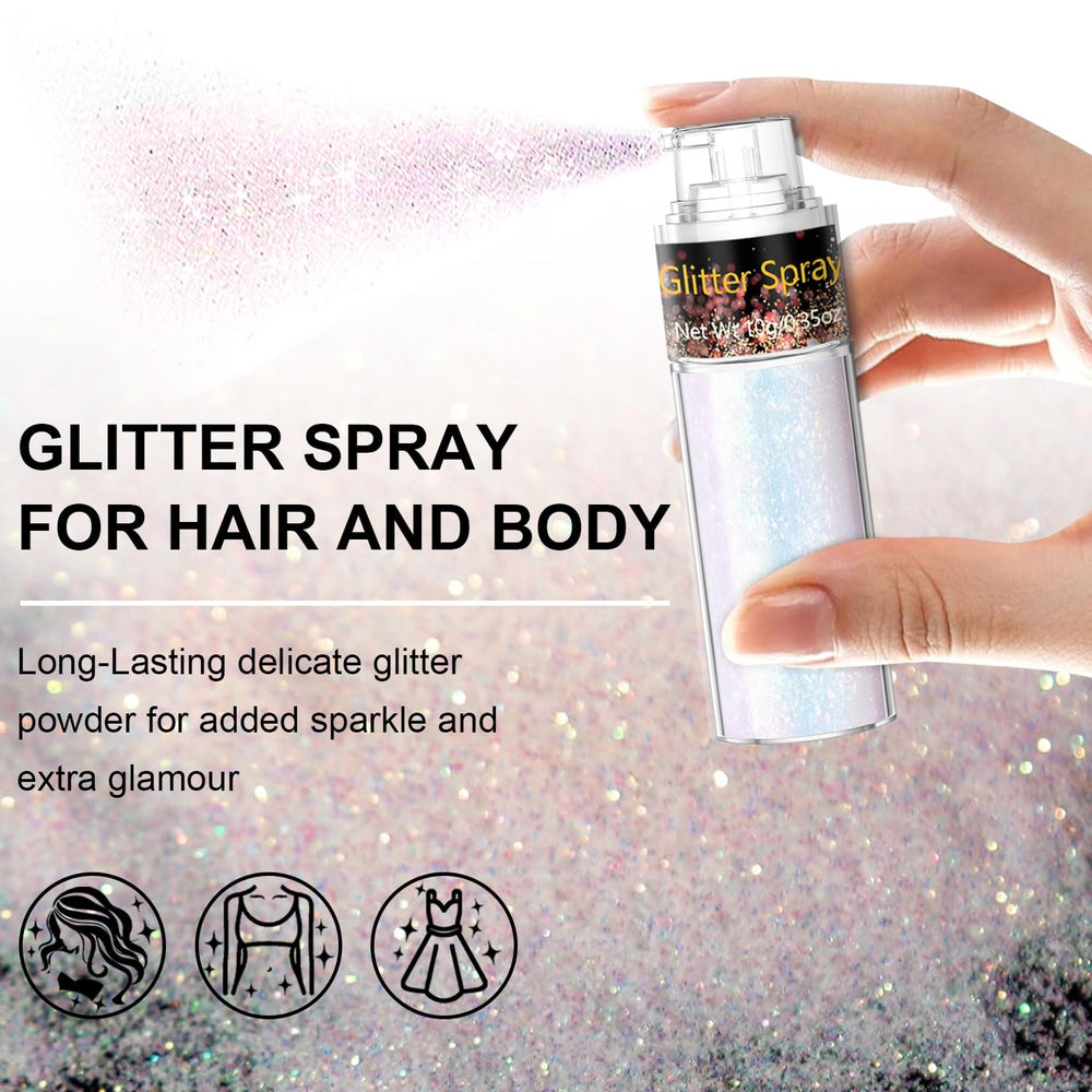 Scarman spray nozzle detail, precise even glitter distribution benefit