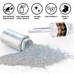 Scarman ultra-fine glitter texture macro showing fine particles that produce smooth, dazzling shine