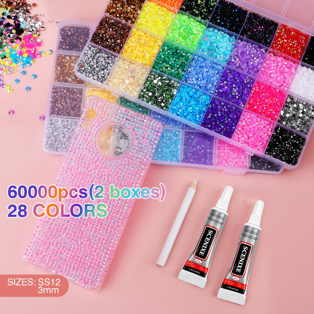 SCENIXE color grid close-up displaying 28 sorted hues for accurate selection