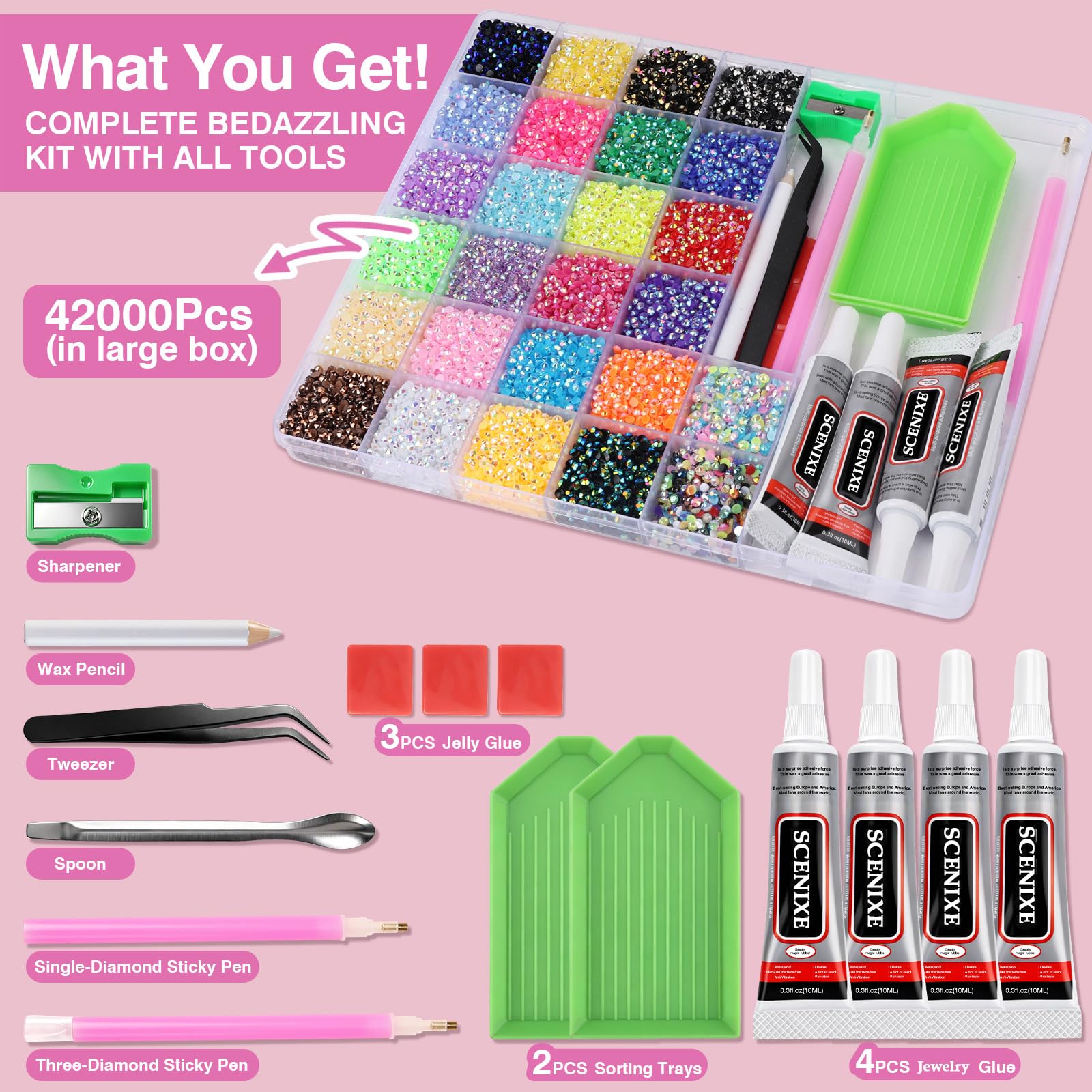 SCENIXE organized trays with 26 colors for fast color selection