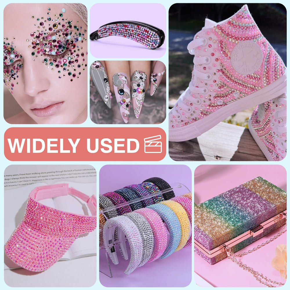SCENIXE crafting setup with gems and tools for streamlined bedazzling workflow