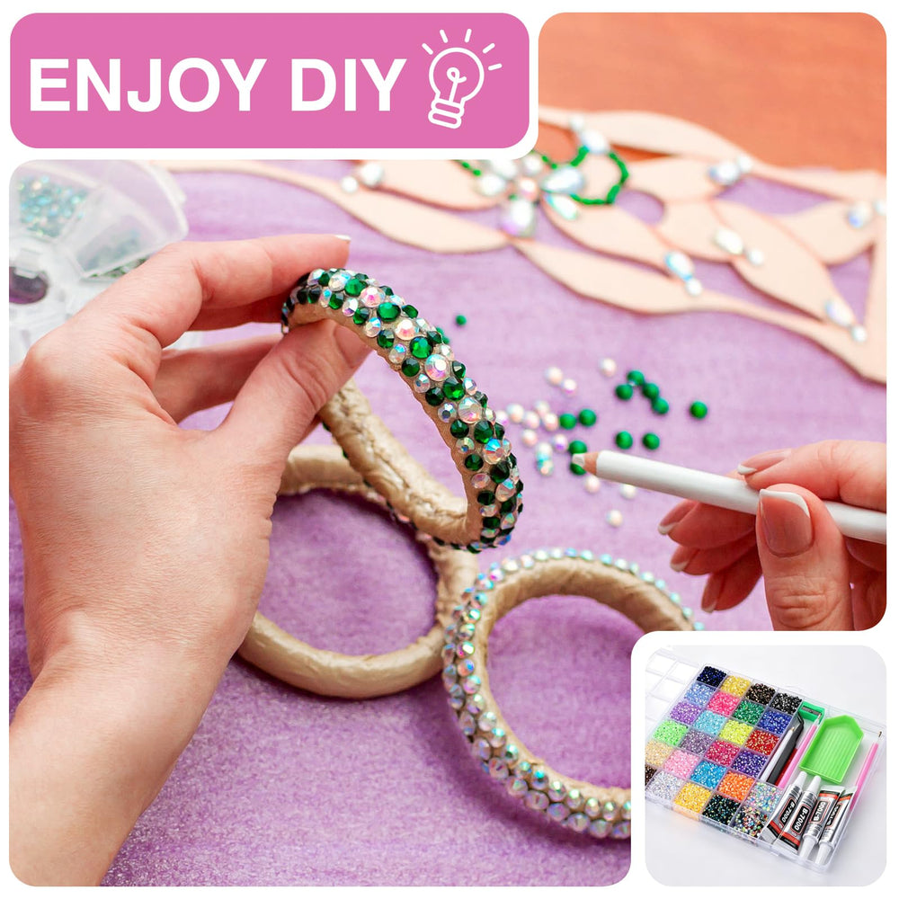 SCENIXE gems placed on diamond-art canvas showing craft application
