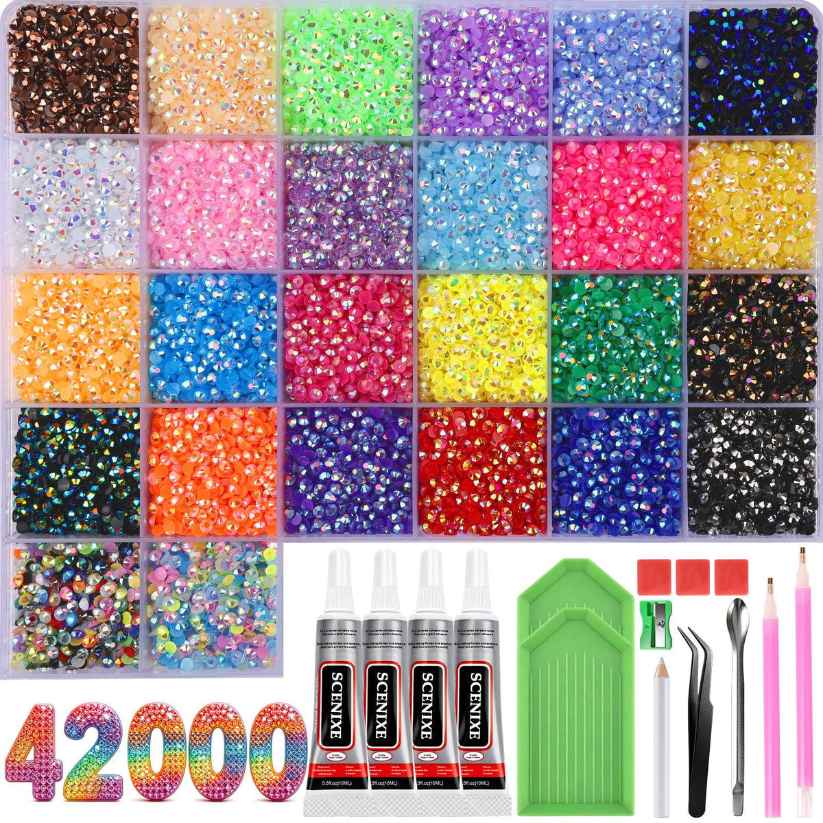 SCENIXE front packaging showing complete bedazzler kit benefits