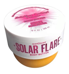 scentxscent Solar Flare jar front view showing label and size, highlighting luxurious hydration